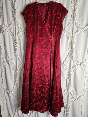 J Peterman Company Floral Silk Wrap Midi Dress Size 10